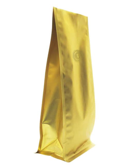Matte Gold 16 oz. Block Bottom Side Gusset Bags with Valve Matte Gold 16 oz. Block Bottom Side Gusset Bags with Valve