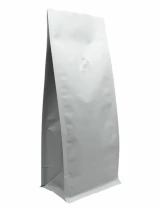Matte White 16 oz. Block Bottom Side Gusset Bags with Valve