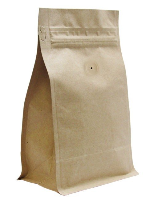 12 oz Block Bottom Side Gusset Bags with valve with KRAFT PET ALU LLDPE