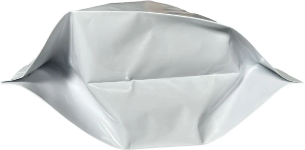 6 x 10 + 2.5 White Child Resistant Stand Up Pouches Bottom Gusset Bottom Gusset of White 6 x 10 + 2.5 Child Resistant Stand Up Pouches