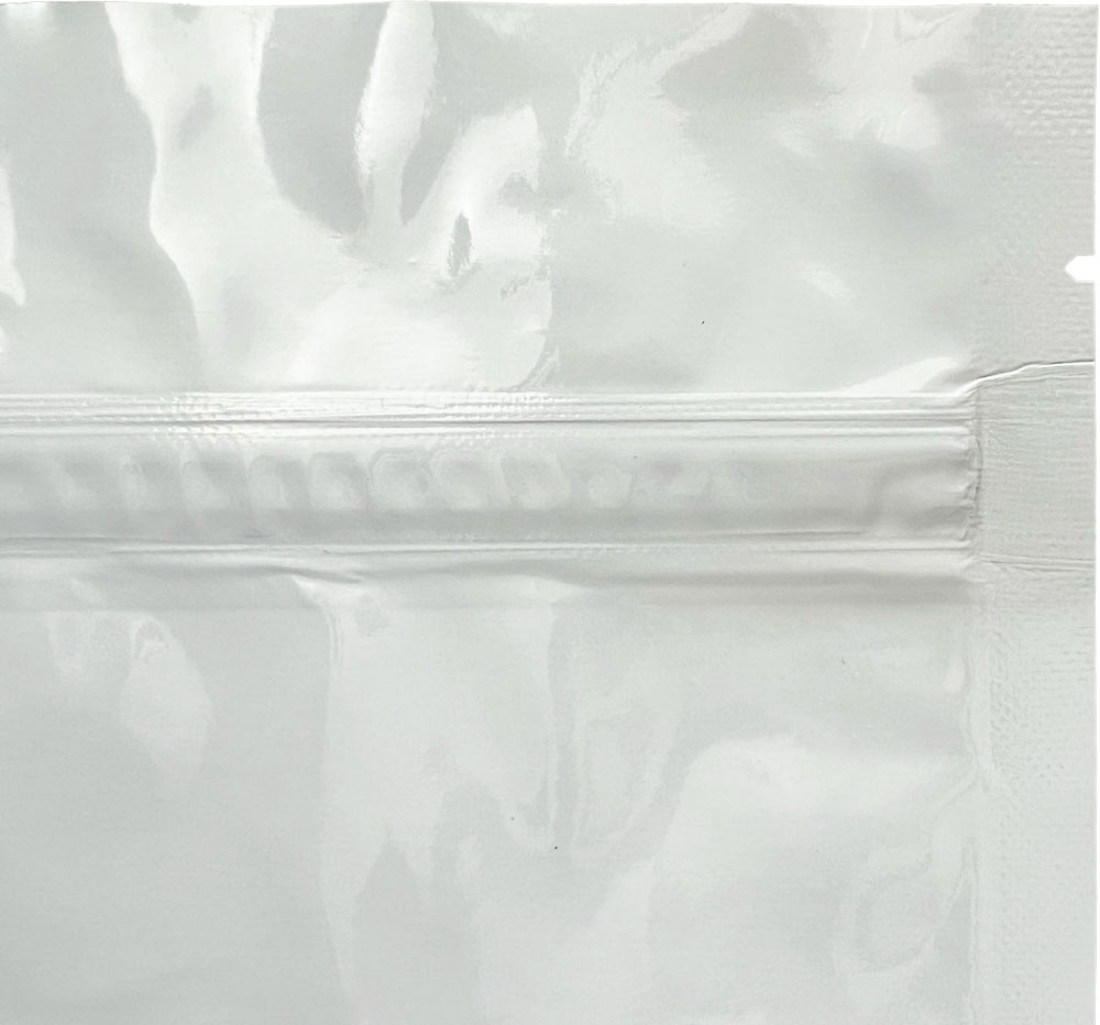 Tear Notch of White 6 x 10 + 2.5 Child Resistant  Stand Up Pouches