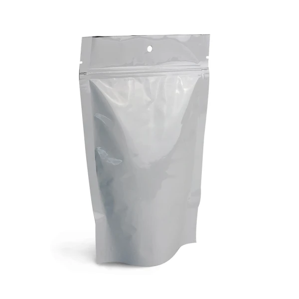 White Foil 6 x 9.5 + 3.5 Stand Up Pouch White Foil 6 x 9.5 + 3.5 Stand Up Pouch