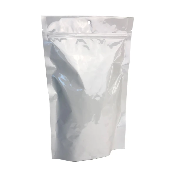 White Foil 7.5 x 11.5 + 3.5 Stand Up Pouch White Foil 7.5 x 11.5 + 3.5 Stand Up Pouch