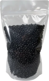 16 oz Stand Up Zipper Pouch Bags - 7x11 1/2 + 4 CLEAR - PET/LLDPE with Black Beans