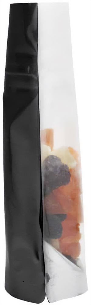 Clear/Black 1 oz. Stand Up Pouch Side 1 oz Stand Up Pouch Clear/Black PET/ALU/LLDPE Side