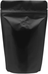 Black Back of Clear/Black 12 oz. Stand Up Pouch with Valve