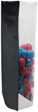 2 lb Stand Up Pouch Clear/Black PET/ALU/LLDPE Side with Red and Blue Gum Balls