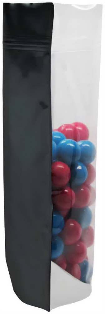 Clear/Black 2 lb Stand Up Pouch Side 2 lb Stand Up Pouch Clear/Black PET/ALU/LLDPE Side with Red and Blue Gum Balls