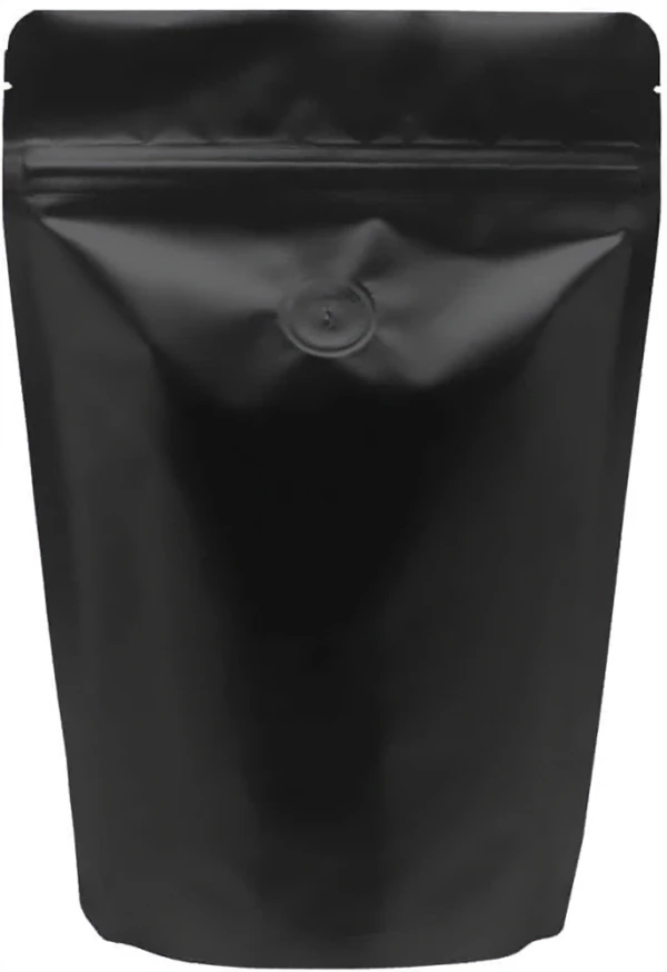 Clear/Black 2 lb Stand Up Pouch with Valve Back 2 lb Stand Up Pouch with valve Clear/Black PET/ALU/LLDPE Black Back