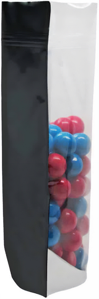 2 lb Stand Up Pouch with valve Clear/Black PET/ALU/LLDPE Side View with Red and Blue Candy