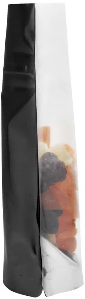 Clear/Black 2 oz. Stand Up Pouch Side 2 oz Stand Up Pouch Clear/Black PET/ALU/LLDPE Side