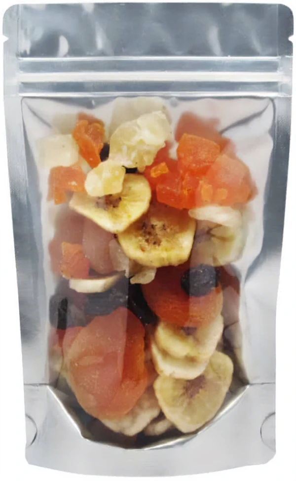 Clear/Black 2 oz. Stand Up Pouch 2 oz Stand Up Pouch Clear/Black PET/ALU/LLDPE with Trail Mix