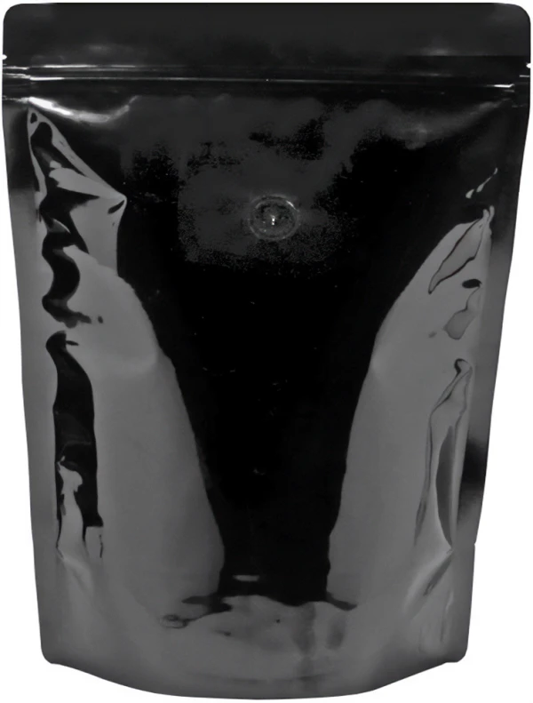 5 lb Stand Up Pouch with valve Clear/Black PET/ALU/LLDPE Black Back