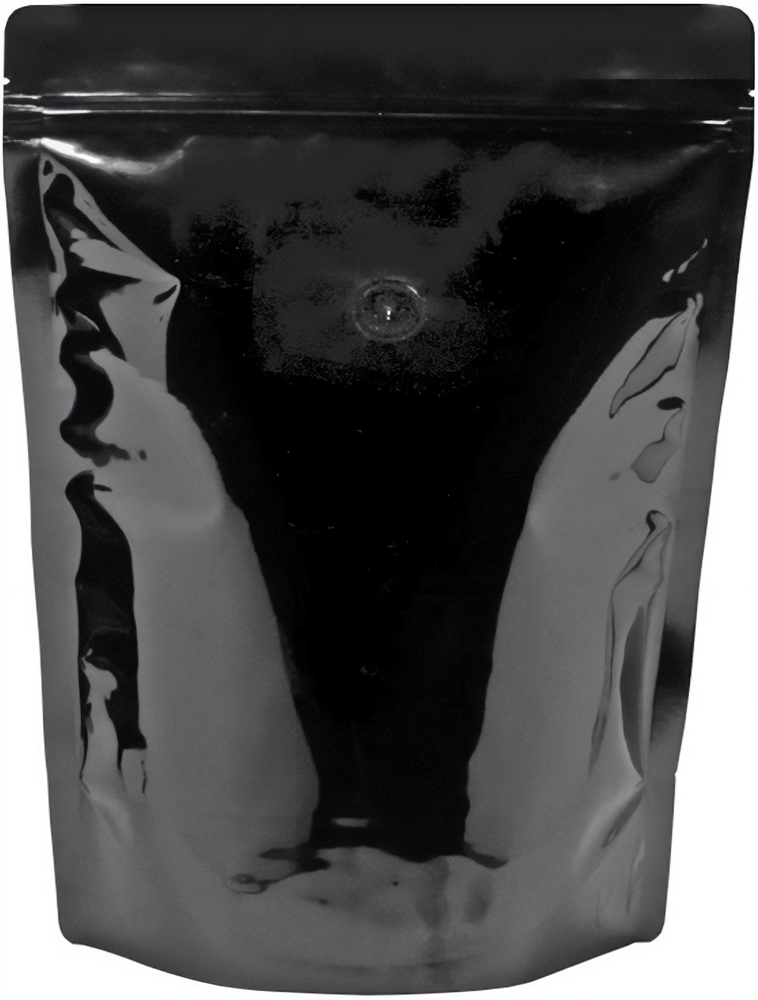 5 lb Stand Up Pouch with valve Clear/Black PET/ALU/LLDPE Black Back