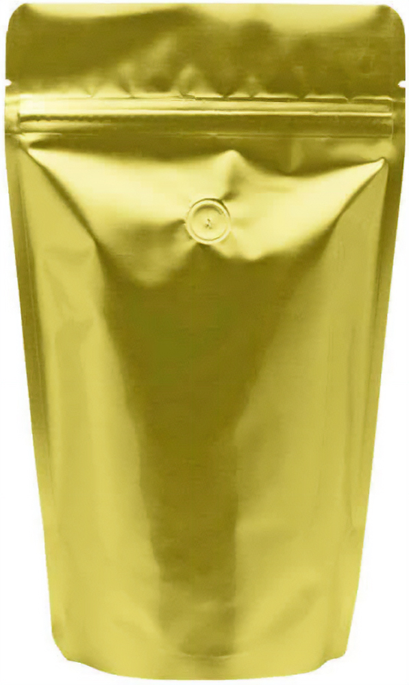 Clear/Gold 16 oz. Stand Up Pouch with Valve Back Gold Back of Clear/Gold 16 oz. Stand Up Pouch with Valve