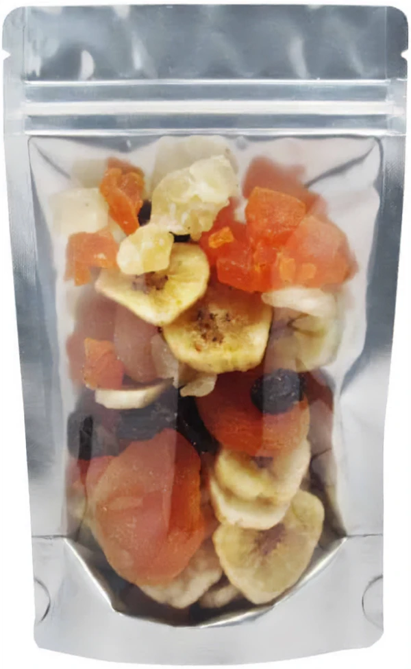 Clear/Gold 2 oz. Stand Up Pouch 2 oz Stand Up Pouch Clear/Gold PET/ALU/LLDPE with Trail Mix