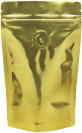 Gold Back of Clear/Gold 2 oz. Stand Up Pouch with Valve