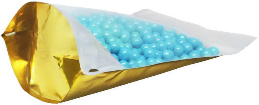 8 oz Stand Up Pouch Clear/Gold PET/ALU/LLDPE Bottom Gusset