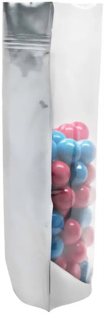16 oz Stand Up Pouch Clear/Silver MBOPP/PET/ALU/LLDPE Side with Red and Blue Gum balls