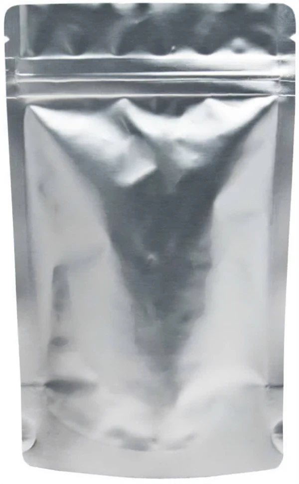 Clear and Silver 2 oz. Stand Up Pouch Back 2 oz Stand Up Pouch Clear/Silver PET/ALU/LLDPE Back