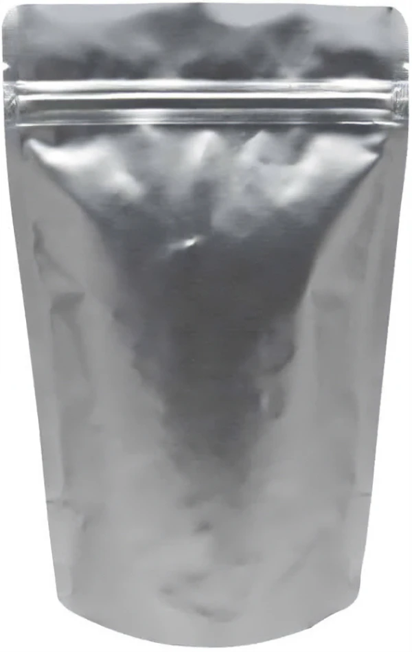 Clear/Silver 4 oz. Stand Up Pouch Back 4 oz Stand Up Pouch Clear/Silver PET/ALU/LLDPE Back