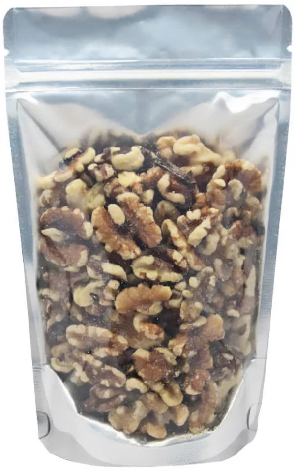 Clear/Silver 4 oz. Stand Up Pouch 4 oz Stand Up Pouch Clear/Silver PET/ALU/LLDPE with nuts