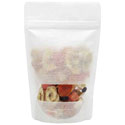 White 4 oz. Rice Paper Stand Up Pouch Trail Mix Inside