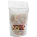 White 4 oz. Rice Paper Stand Up Pouch  with dried fruit