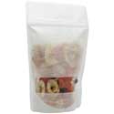 White 4 oz. Rice Paper Stand Up Pouch  with dried fruit