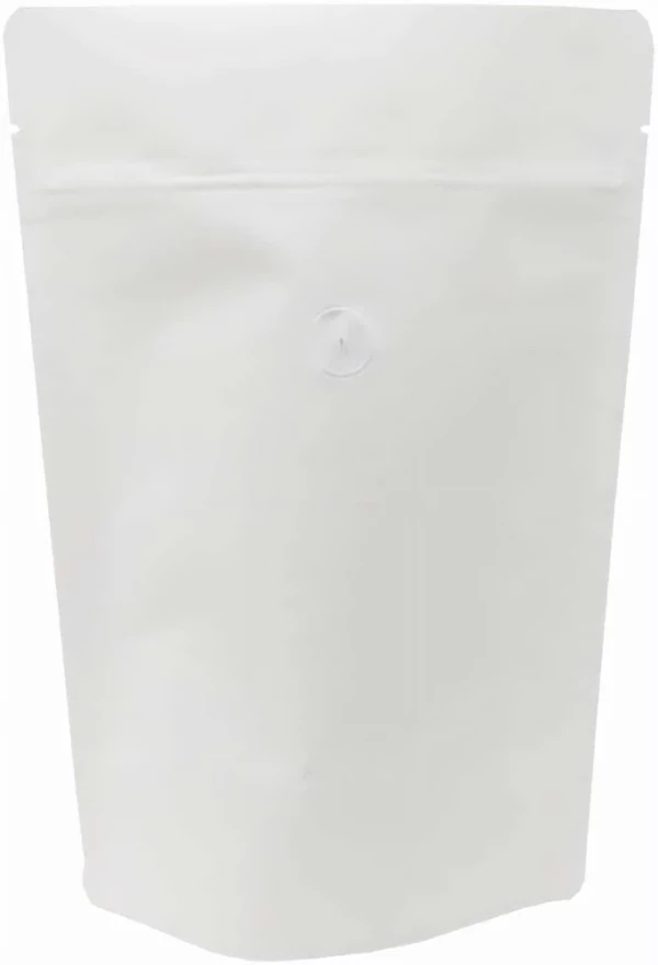 16 oz Stand Up Pouch with valve White Kraft WHITE KRAFT/PET/ALU/LLDPE