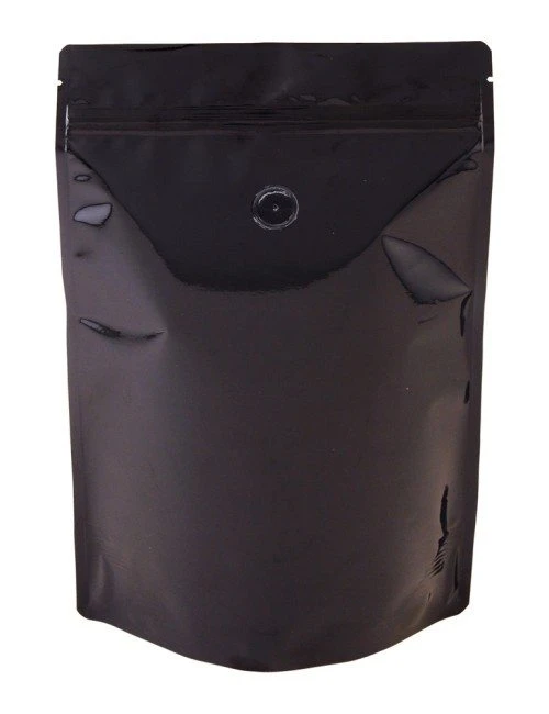 16 oz Metalized Stand Up Pouch Black BOPP/VMPET/LLDPE