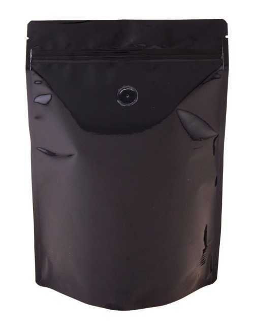 16 oz Metalized Stand Up Pouch Black BOPP/VMPET/LLDPE