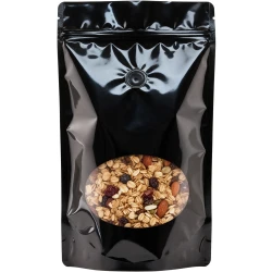 Black 16 oz. Window Stand Up Pouch with Valve