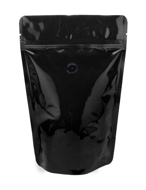 5 lb Stand Up Pouch with valve Black PET/ALU/LLDPE
