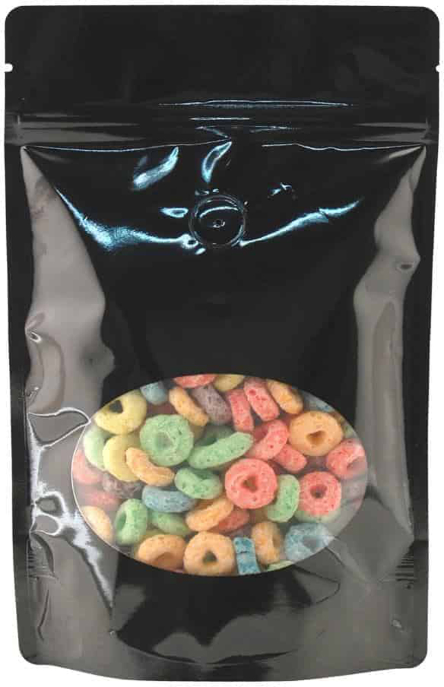 8 oz. Laminated Window Stand Up Zipper Pouch Bags - 6x9+3-1/2 BLACK - PET/LLDPE