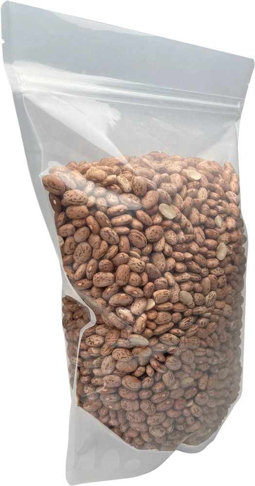 Clear 24 oz. Stand Up Pouch Side 24 oz. Stand Up Zipper Pouch Bags - 8 5/8x11 1/2 + 4 CLEAR - PET/LLDPE with Beans Side
