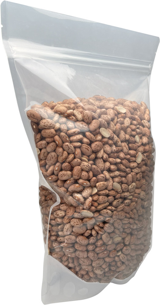Clear 24 oz. Stand Up Pouch Side 24 oz. Stand Up Zipper Pouch Bags - 8 5/8x11 1/2 + 4 CLEAR - PET/LLDPE with Beans Side