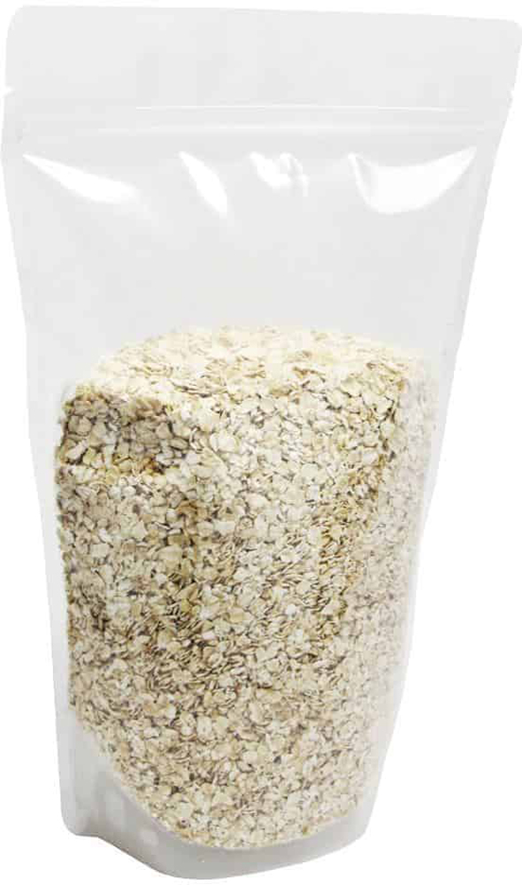 Clear 5 lb Stand Up Pouch 5 lb Stand Up Zipper Pouch Bags - 11 7/8x19+5 1/2 CLEAR - PET/LLDPE with Oats
