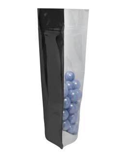 12 oz Stand Up Pouch with valve Clear/Black PET/ALU/LLDPE