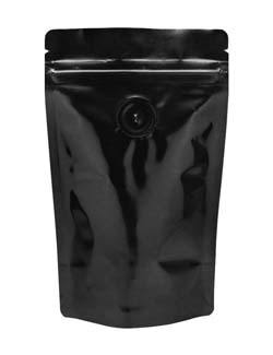 2 oz Stand Up Pouch with valve Clear/Black PET/ALU/LLDPE