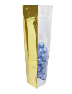 12 oz Stand Up Pouch with valve Clear/Gold PET/ALU/LLDPE