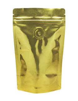 2 oz Stand Up Pouch with valve Clear/Gold PET/ALU/LLDPE
