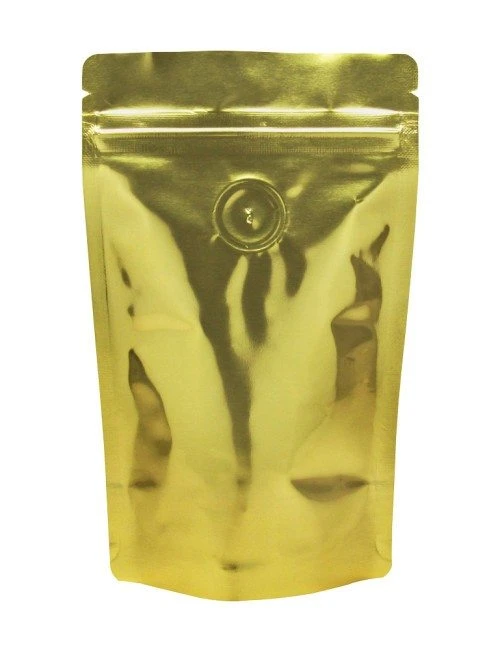 2 oz Stand Up Pouch with valve Gold PET/ALU/LLDPE 2 oz Stand Up Pouch with valve Gold PET/ALU/LLDPE