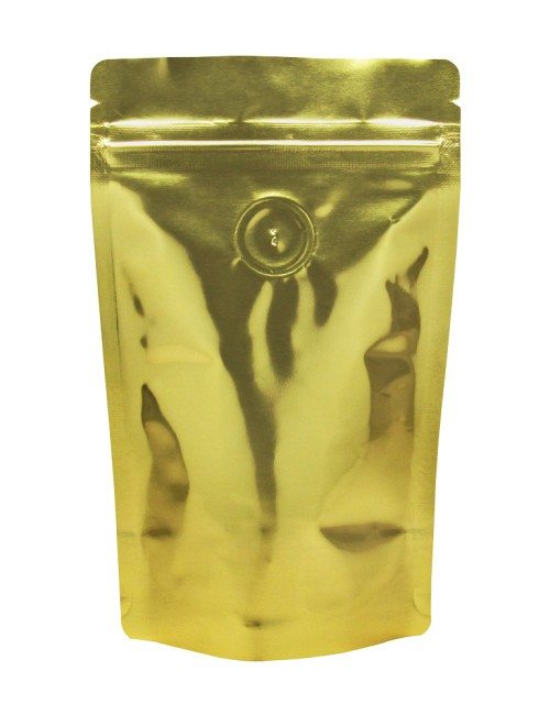2 oz Stand Up Pouch with valve Gold PET/ALU/LLDPE 2 oz Stand Up Pouch with valve Gold PET/ALU/LLDPE