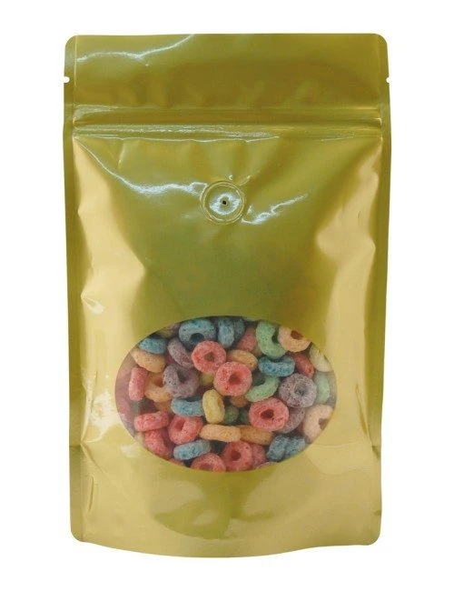 8 oz Window Stand Up Pouch Gold PET/LLDPE 8 oz Window Stand Up Pouch Gold PET/LLDPE