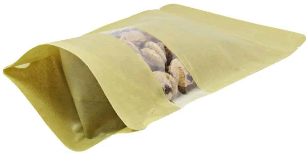 Kraft 16 oz. Rice Paper Stand Up Pouch Bottom Gusset Bottom Gusset of 16 oz. Rice Paper Stand Up Zipper Pouch Bags - 7x11 1/2 + 4 KRAFT - RICE PAPER/PET/LLDPE