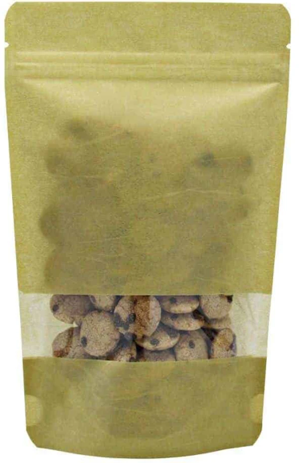 Kraft 16 oz. Rice Paper Stand Up Pouch 16 oz. Rice Paper Stand Up Zipper Pouch Bags - 7x11 1/2 + 4 KRAFT - RICE PAPER/PET/LLDPE