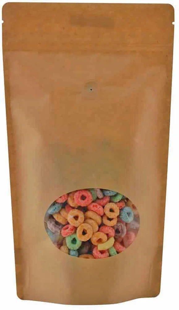 16 oz. Laminated Window Stand Up Zipper Pouch Bags - 6 3/4x11 1/2+4 KRAFT - PET/LLDPE