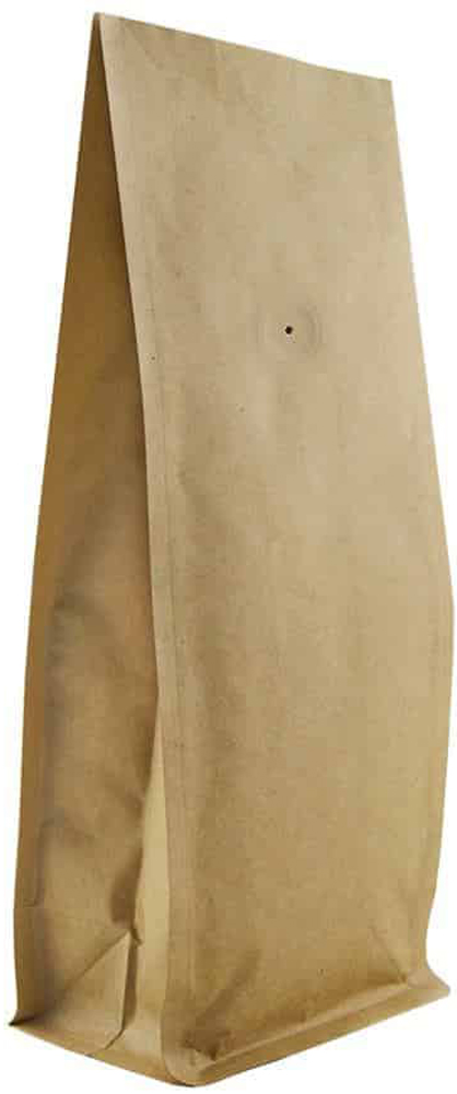 Kraft 16 oz. Block Bottom Side Gusset Bags with Valve 16 oz. Block Bottom Side Gusset Bags with valve - 4 3/8 x 3 1/8 x 10 7/8 Kraft