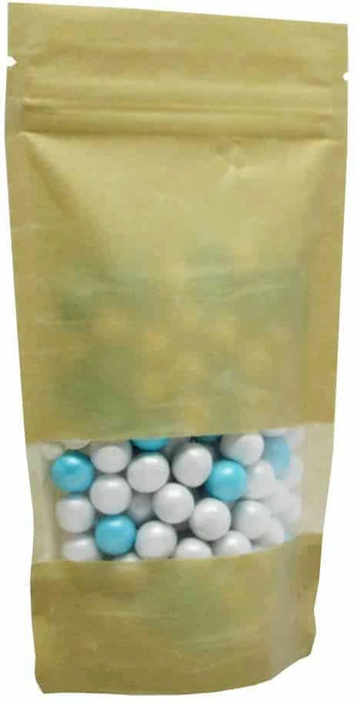 Kraft 2 oz. Rice Paper Stand Up Pouch 2 oz. Rice Paper Stand Up Zipper Pouch Bags - 4"x6 5/8" + 2 3/8" KRAFT - RICE PAPER/PET/LLDPE